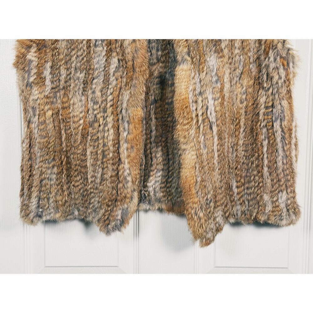 525 America Luxe Rabbit Fur Open Front Vest Womens L Brown Quiet Luxury Glam - Picture 7 of 10